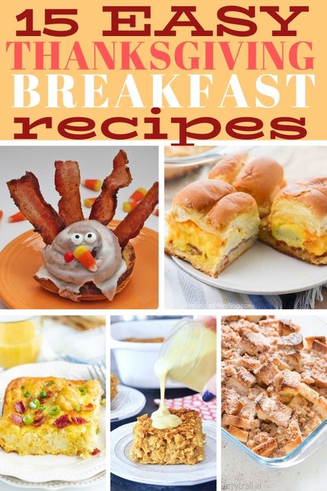 15 Easy and Delicious Thanksgiving Breakfast Recipes #brunch #breakfast #thanksgiving  - Eat, Drink, and Save Money Thanksgiving Breakfast Recipes, Thanksgiving Breakfast Ideas, Breakfast Thanksgiving, Cinnamon Roll Turkeys, Christmas Morning Breakfast Casserole, Pumpkin Pecan Cobbler, Recipes Brunch, Thanksgiving Brunch, Thanksgiving Breakfast