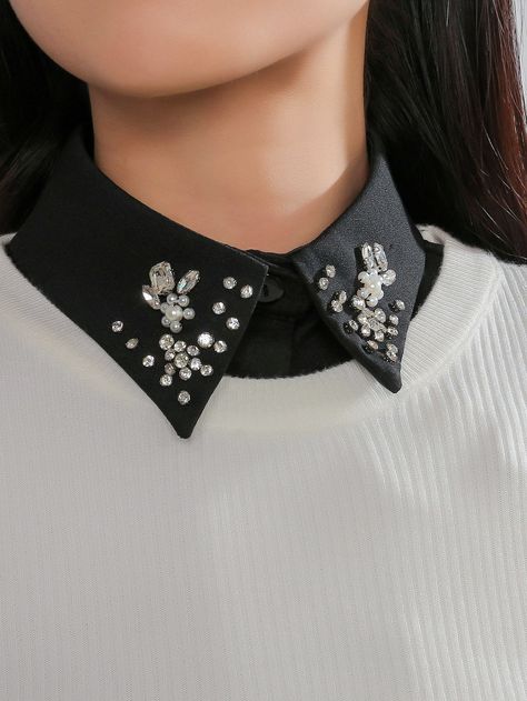 Fabric Accessories Fashion, Dicky Collar, Fancy Collar, Neck Pieces Jewelry, False Collar, Collars Diy, Upcycle Clothes Diy, Black Cotton Fabric, Strapless Dresses