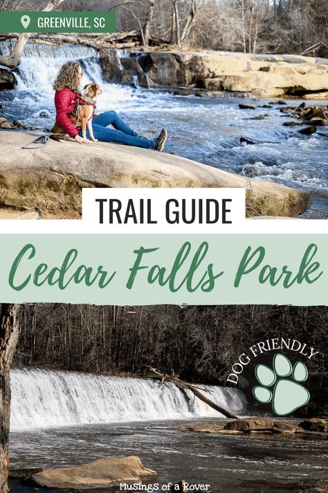 Looking for an easy hike near Greenville, SC? Cedar Falls Park is a small county park in Fountain Inn that’s an easy 30 minute drive from downtown. With 4 trails, you can easily spend an hour walking through the woods here. While you’re there, be sure to stop by and see the rapids, dams, and waterfalls in he park. Forest Trail, Travel Recommendations, River Trail, Park Trails, Autumn Park, Greenville Sc, Walk In The Woods, Forest River, Nature Trail