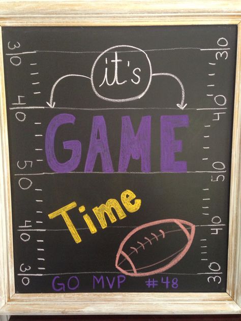 Football chalkboard art. First game of the season. Football family. It's game time. Football Whiteboard Ideas, Sports Chalkboard Art, Football Season Chalkboard Art, Football Chalkboard Ideas, Football Window Painting, Football Window Painting Ideas, Football Chalkboard Art, Restaurant Chalkboard Ideas, Football Chalkboard