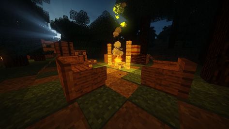 Campfire Minecraft, Aesthetic Minecraft, Minecraft Aesthetic, Campfire, At Night, Minecraft