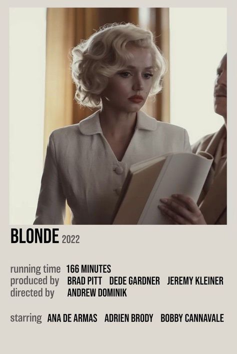 Blonde Polaroid Poster, Blonde Polaroid, Blonde 2022, Blonde Movie, Marilyn Monroe Movies, Movies To Watch Teenagers, Most Paused Movie Scenes, Night Film, Iconic Movie Posters