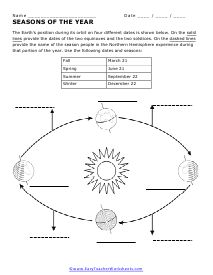 The Earth's Tilt and Seasons Worksheets Earth Tilt Seasons Activity, Earth's Tilt And Seasons Activities, Earth Science Worksheets, Earth Seasons, Sun Coloring Pages, Seasons Worksheets, Solar And Lunar Eclipse, Relationship Worksheets, Montessori Teaching