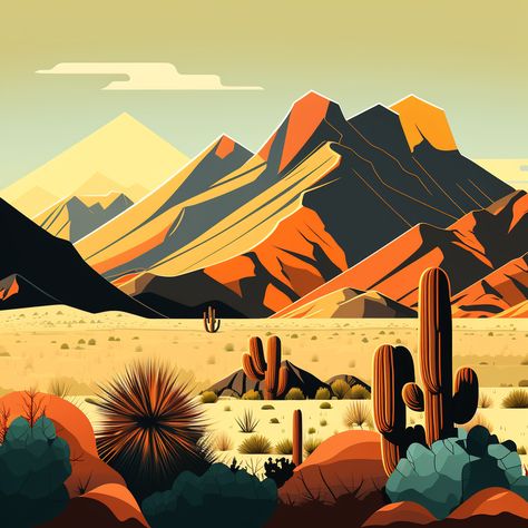 Landscape Cactus, Surreal Scenery, Minimalistic Landscape, Minimalistic Art, Adobe Fresco, Lose Yourself, Desert Landscape, Desert Landscaping, Fort Collins