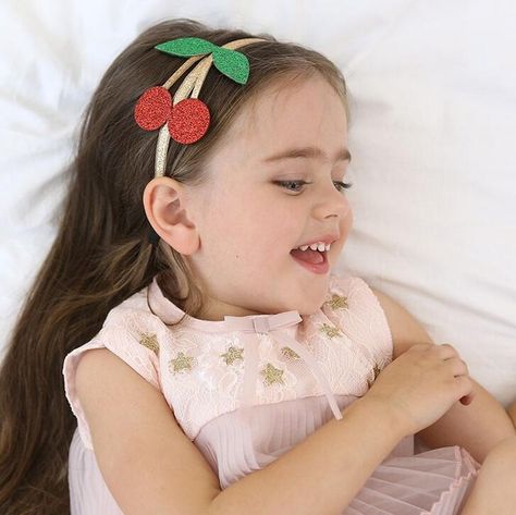 Monday giggles ..🍒🍒🍒 @die_macherei ( our sparkly cherry headband is the perfect summer item for all ladies . Big & small alike ;) Baby Hair Bands, Cherry Hair, Hair Accessories For Girls, Princess Hair, Cartoon Hair, Princess Hairstyles, Hair Hoop, Kids Hair, Hair Hoops