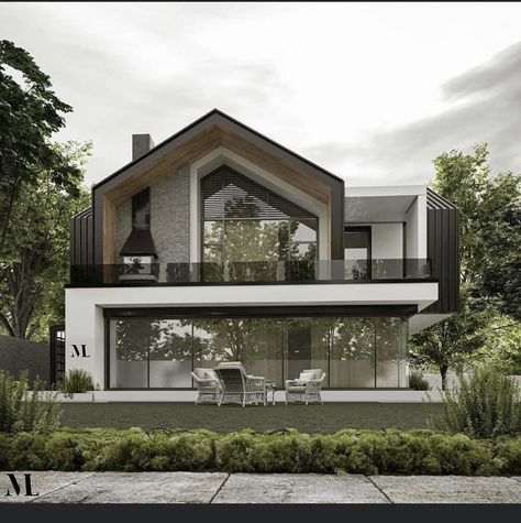 Japandi House Exterior, Exterior House Design Ideas, Exterior House Design, Nordic House, Small House Elevation Design, Modern Villa Design, House Design Ideas, Modern House Facades, Architecture Model House