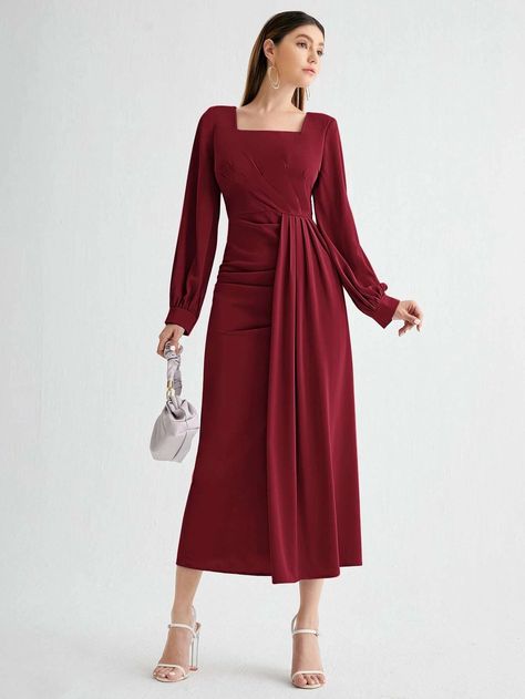 Fly Shi Only, Marled Dress, Outfit Black Women, Elegant White Dress, Color Vino, Velvet Bodycon Dress, Split Hem Dress, Elegant Black Dress, Button Front Shirt Dress