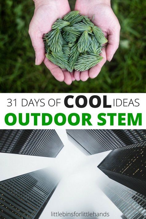 Outdoor STEM activities for kids 31 days of science, technology, engineering, and math ideas. Plus we have added art to make STEAM! Outdoor learning activities for kids all year long. Summer Stem Activities, Stem Activities For Kids, Science Technology Engineering Math, Summer Stem, Outdoor Learning Activities, Steam Ideas, Science Camp, Summer Science, Kid Science