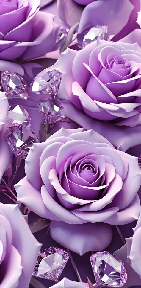 Lavender Diamond, Purple Roses Wallpaper, Diamonds Wallpaper, Phone Things, Light Purple Flowers, Background Pics, Diamond Wallpaper, Hearts And Roses, Food Wallpaper