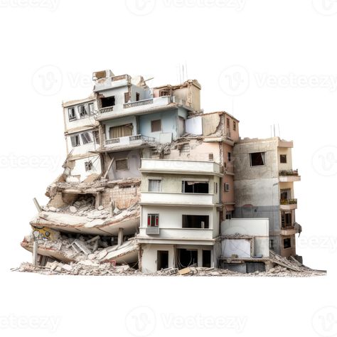 Destroyed building after earthquake isolated on transparent background - Demolished building. Destroyed Building, Abstract Art Images, Ap Art, Old Buildings, Free Png, Surrealism, Art Inspo, Transparent Background, Abstract Art