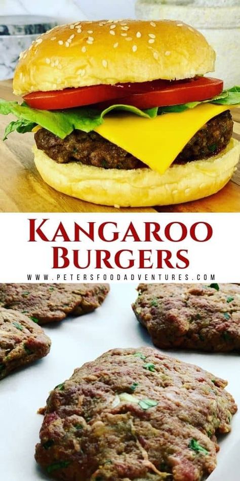 Kangaroo Burgers (Video) - Peter's Food Adventures Kangaroo Meat Recipes, Kangaroo Recipe, Fancy Grilled Cheese Sandwiches, Fancy Grilled Cheese, Burger Mix, Game Meat, Pork Recipes For Dinner, Game Recipes, Meat Recipe