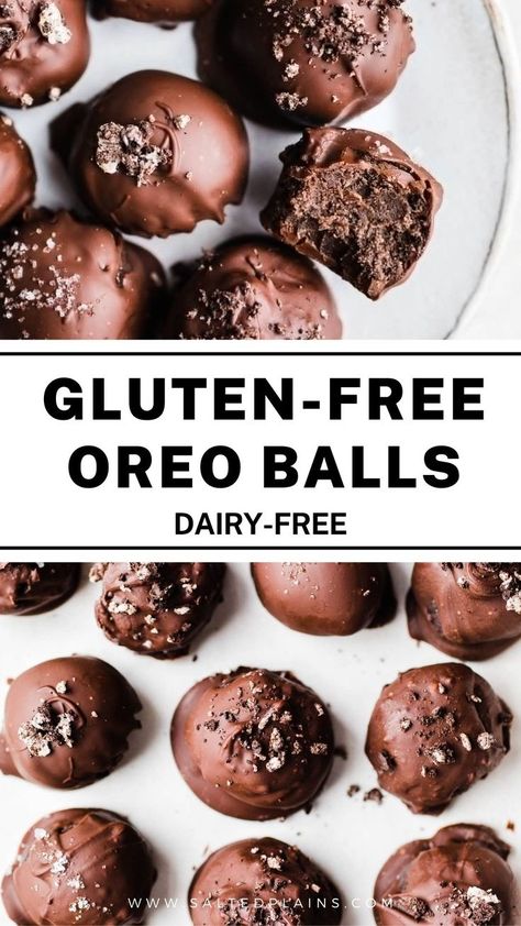 Oreo Balls Dairy Free, Dairy Free Gluten Free Christmas Appetizers, Oreo Balls Vegan, Gf Oreo Balls, Gluten Dairy Free Christmas Desserts, Easy Dairy Free Christmas Treats, Gluten Free Buckeyes, Gluten And Dairy Free Finger Foods, Gluten Dairy Free Christmas Treats