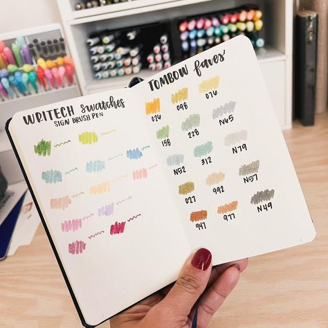 Pen Swatches, Tombow Brush Pen, Swatch Book, Iphone Life Hacks, Iphone Life, Palette Ideas, Art Supply, Bullet Journaling, College Life