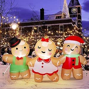 Christmas Inflatables Outdoor Lawn, Christmas Outdoors, Inflatable Christmas Decorations Outdoor, Holiday String Lights, Inflatable Decorations, Christmas Gingerbread Men, Christmas Inflatables, Led Christmas Lights, Decorating With Christmas Lights