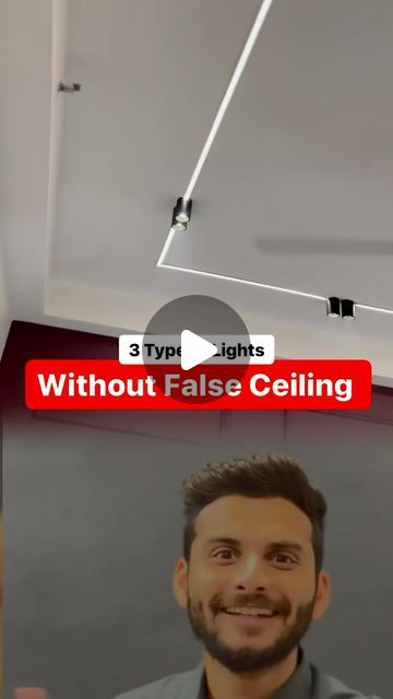 Auspicious Aura Designs by Sonam Choudhury on Instagram: "Don’t want to do false celing? Use these lights and avoid doing false ceiling .  1- Surface panel light 2- Surface COB/ surface downlight 3- Surface profile light ( Use black colour , Don’t use silver ) #auspiciousauradesigns by SC" False Ceiling Design Profile Light, Profile Light Without False Ceiling, Cob Light Ceiling, False Ceiling With Profile Lights, Profile Lights In Ceiling Design, Profile Light Ceiling Design, Surface Downlight, Profile Light, Panel Light