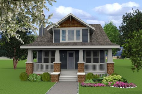 Plan #461-48 - Houseplans.com House Plans 4 Bedroom, Craftsman Bungalow Exterior, Craftsman Bungalow House Plans, Craftsman Cottage, Bungalow Exterior, Bungalow Homes, Craftsman Exterior, 4 Bedroom House Plans, Craftsman Style House