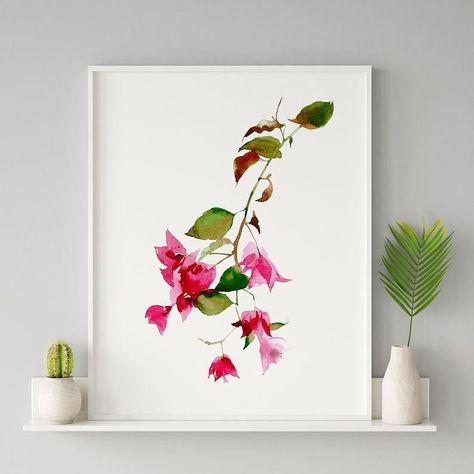 Bougainvillea Wall Art, Watercolour Bougainvillea, Bougainvillea Painting, Bougainvillea Watercolor, Painting Clipart, Bougainvillea Flower, Mediterranean Countries, Watercolor Botanicals, Flower Calendar