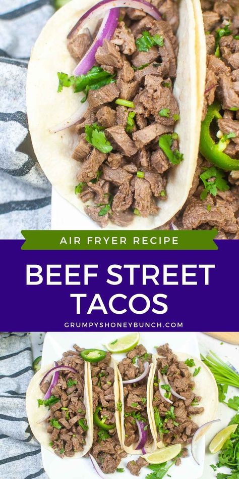 Beef Street Tacos, Air Fryer Beef, Air Fryer Recipes Beef, Toasted Corn, Takeout Recipes, Street Taco, Easy Taco Recipes, Best Beef Recipes, Ground Beef Tacos