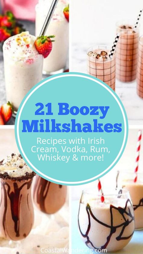 Blended Drinks Alcohol, Vodka Milkshake, Dessert Drinks Alcohol, Boozy Milkshake Recipes, Boozy Milkshakes, Alcoholic Ice Cream, Alcoholic Milkshake, Milkshake Cocktails, Boozy Shakes