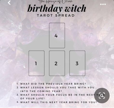 Tarot Birthday, Birthday Spread, Biddy Tarot, Witch Tarot, Tarot Spread, Witchy Things, Tarot Spreads, Previous Year, Spreads