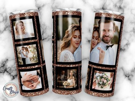 6 Glitter Photo Tumbler Template, Png Sublimation Photo Collage 20oz Skinny Tumbler. Epoxy Tumblers With Photos, Tumbler With Pictures On It, Photo Epoxy Tumbler, Picture Tumbler Ideas, Photo Tumbler Ideas, Tumblers With Pictures, Photo Collage Tumbler, Glass Tumbler Design, Photo Tumbler