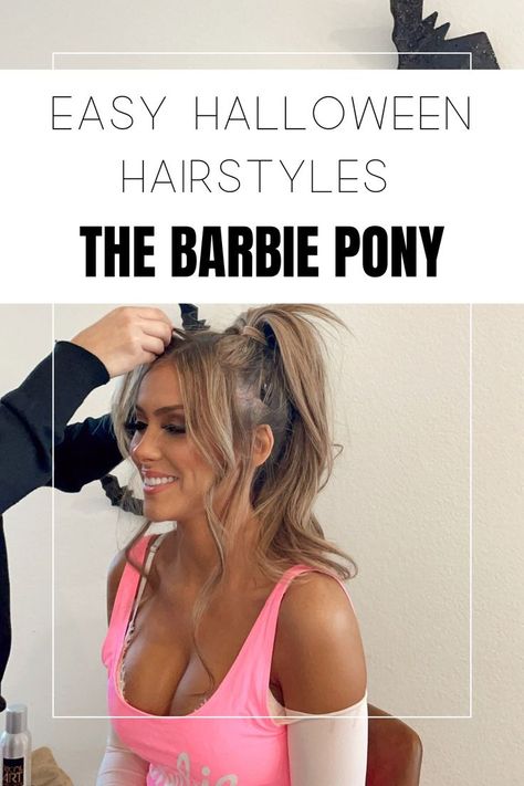 Easy Barbie Inspired Outfits, Barbie Inspired Hair Styles, Barbie Hairstyles Ponytail, Barbie Style Ponytail, Barbie Hair Ponytail, Diy Barbie Hairstyles, How To Do Barbie Hairstyles, Barbie Hair Tutorial Hairstyles, Diy Barbie Ponytail