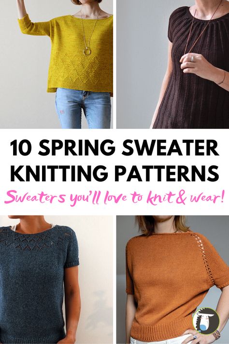 10 Spring Pullover Sweater Knitting Patterns: Modern styles you’ll love to knit and wear! Dk Weight Knitting Patterns Free, Spring Sweater Knitting Pattern, Top Down Sweater Patterns Free Knitting, Knitting Patterns For Sweaters, Pullover Sweater Knitting Pattern, Knit A Sweater, Unique Knitting Patterns, Knitting Tops, Easy Knitting Patterns Free