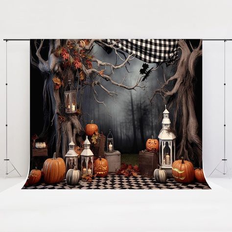 Pumpkin Backdrop, Photography Studio Props, Cloth Background, Halloween Wood Crafts, Halloween Backdrop, Spooky Trees, Studio Props, Background Photography, Church Decor