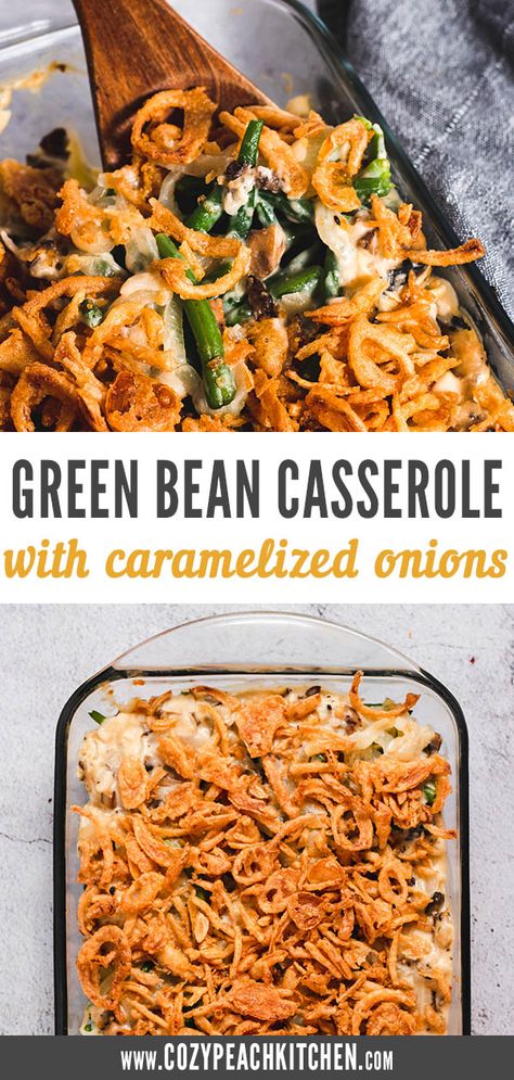 Beginner Baking, Roasted Red Cabbage, Fresh Green Bean Casserole, Pasta Toppings, Homemade Green Bean Casserole, Peach Kitchen, Easy Vegetable Side Dishes, Vegetarian Casserole, Vegetarian Comfort Food