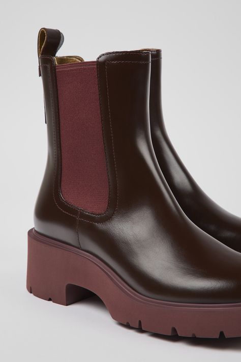 Chunky Chelsea Boots, Burgundy Boots, Camper Shoes, Botas Chelsea, Chelsea Boots Women, Shoes Heels Wedges, Leather Chelsea Boots, Boots Fall, Cool Boots