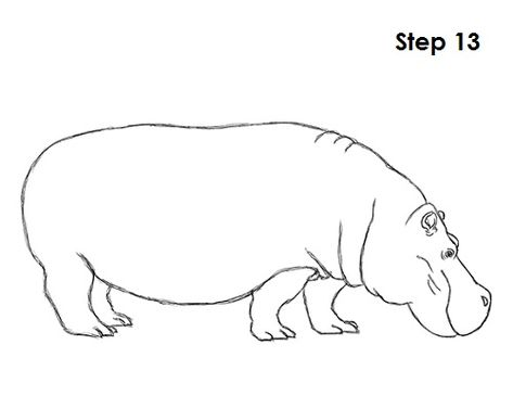 Hippo Outline Tattoo, Hippo Drawing Simple, Hippo Sketch, Hippopotamus Drawing, Hippo Drawing, Africa Tattoos, Dog Stencil, Cute Dog Drawing, Drawing Instructions