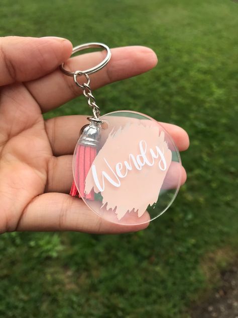 Hand Painted name keychain. Personalized keychains Custom Christmas Tags, Diy Storage Rack, Key Keychain, Diy Xmas Gifts, Etsy Inspiration, Acrylic Keychains, Keychain Design, Epoxy Resin Crafts, Diy Keychain