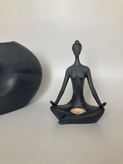 Silver Nacreous Yoga Pose Statue Tealight Candle Holder, Woman Yoga Figurine, Modern Yoga Sculpture, Meditation Yoga Figurine Meditation Corner Sculptures & Statues, Home Meditation Room Sculptures & Statues, Yoga Room Sculptures & Statues, Meditation Candle Holder, Yoga Sculpture, Mix Concrete, Woman Yoga, Easy Meditation, Best Meditation