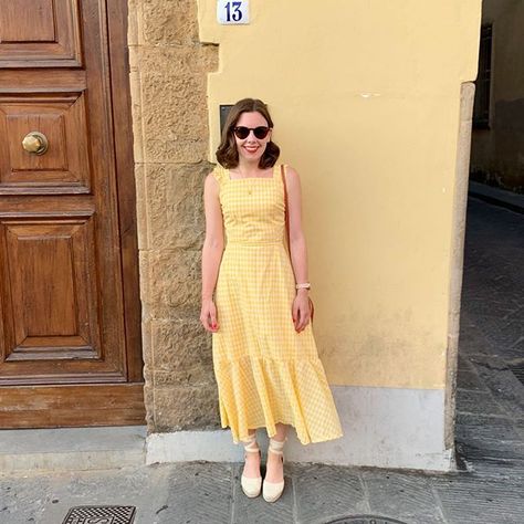 Lemon on lemon Wearing a new dress which was a very experimental hack of the @byhandlondon Flora bodice @ninaleelondon Kew skirt with the BHL Eloise ruffle oh and with self drafted straps. Beaut ex-designer cotton from @newcrafthouse #handmadeonholiday #memadeeveryday #bhleloise #bhlflora #kewdress #ninaleelondon #patternhack Yellow Gingham Dress, French Riviera Style, Yellow Gingham, Pattern Hack, Open Day, Craft House, Gingham Dress, Seasonal Fashion, Holiday Dresses