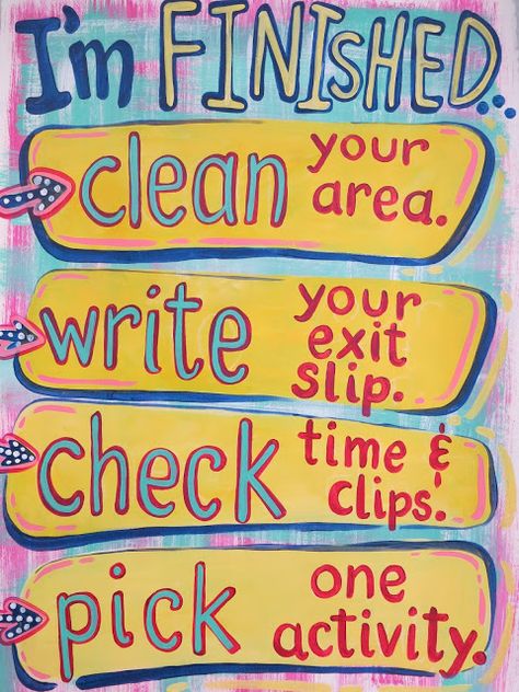 In the Art Room: Early Finishers, Part 2 Art Room Procedures, Early Finisher Anchor Chart, Art Posters For Classroom, Artroom Organizing, Room Rules Poster, Early Finishers Art, Art Room Rules, Art Classroom Organization, Room Rules