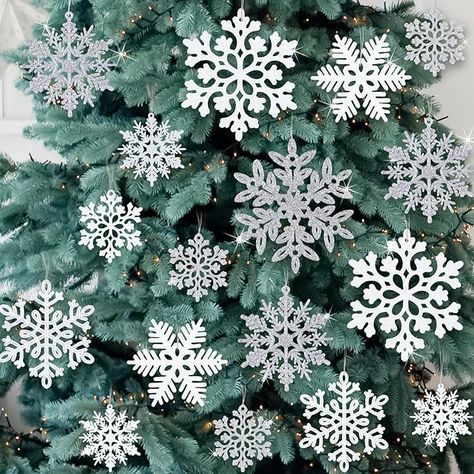 Amazon.com: 49pcs Christmas Party Decorations Snowflake Ornaments - Silver Glitter Snowflakes DIY Hanging Ornaments for Winter Christmas Tree Wall Ceiling Window Decor : Home & Kitchen Diy Hanging Ornaments, Hanging Snowflakes, Glitter Christmas Ornaments, Snowflakes Diy, Window Ornaments, White Christmas Snowflakes, Winter Christmas Tree, Ceiling Window, Christmas Snowflakes Decorations