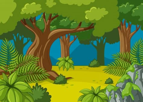 More than a million free vectors, PSD, photos and free icons. Exclusive freebies and all graphic resources that you need for your projects Forest Drawing Easy, Trees Illustration, Forest Cartoon, Background Tree, Cartoon Sea Animals, Drawing Scenery, Forest Drawing, Big Trees, Cartoon Trees