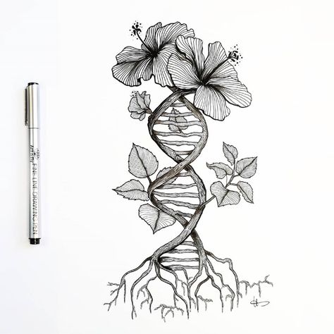 Dna Flower Tattoo, Dna Tattoo, Spine Tattoo, Dreamcatcher Tattoo, Flower Tattoos, Puzzle Pieces, Flower Tattoo, Tatting, Dream Catcher