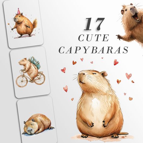 Capybara Drawing Art, Capybara Watercolor, Generative Kunst, Whimsical Watercolor, Sublimation Files, Journal Art, Clipart Design, Art Png, Dog Themed