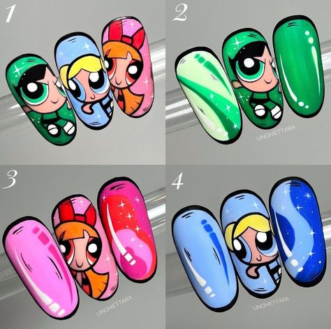 Characters Nails Design, Nail Designs Cartoon Disney, Cartoon Character Nail Designs, Cartoon Nails Design, Nail Art Cartoon Characters, Cartoon Art Nails, Nail Art Cartoon, Nails Cartoon, Cartoon Nail Designs