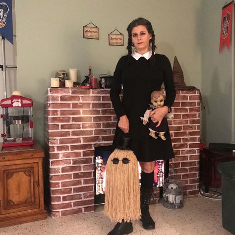 Wednesday and Cousin It Cousin It, Wednesday Addams Costume, Wednesday Addams, Halloween