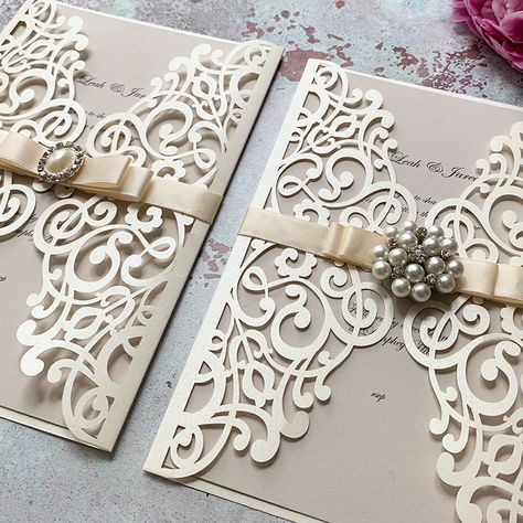 Diy Wedding Stationery, Diy Wedding Invitations, Luxury Invitation, Handmade Wedding Invitations, Envelope Design, Beautiful Invitations, Online Invitations, Pearl Crystal, Wedding Invitations Diy