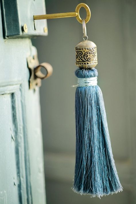 Coastal Inspiration: Have Fun With Blue — Eat Well 101 ميدالية مفاتيح, Blue Cottage, Old Keys, Blue Tassel, Stil Inspiration, Feeling Blue, French Blue, Moroccan Style, Door Knobs