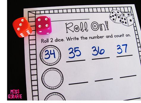 Building Number Sense in First Grade Roll And Count On Kindergarten, Counting On From A Given Number, Count On Activities, Math Games Numbers 1-10, Make 10 Activities 1st Grades, Counting On Games First Grade, First Grade Number Sense, Transparent Counters Activities, Adding 10 To A Number