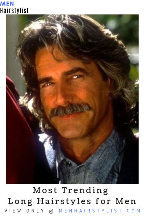 Learn which long hairstyles are the most trending amongst men right now | We've added 50 cool long hairstyles for men to our website | Check them out and let us know which hairstyle you like the most! #menhairstylist #menhairstyle #menhaircut #haircutsformen Cool Long Hairstyles, Sam Elliott Pictures, Sam Elliot, Costume Concept, Long Hairstyles For Men, Bunny Quotes, Katharine Ross, Western Posters, Sam Elliott