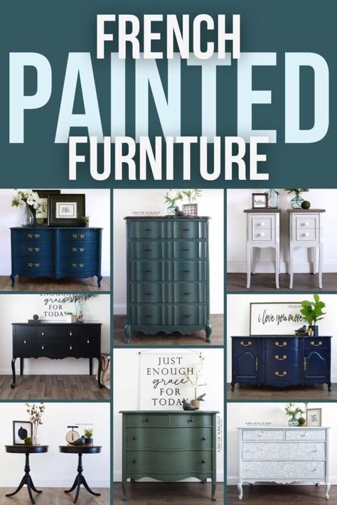 French Chic Painted Furniture, French Provincial Painted Furniture, Paint French Provincial Furniture, French Provincial Furniture Makeover, French Chic Paint, Painted French Provincial Furniture, Painted French Provincial Dresser, Easy Furniture Makeover, Painted Furniture Ideas