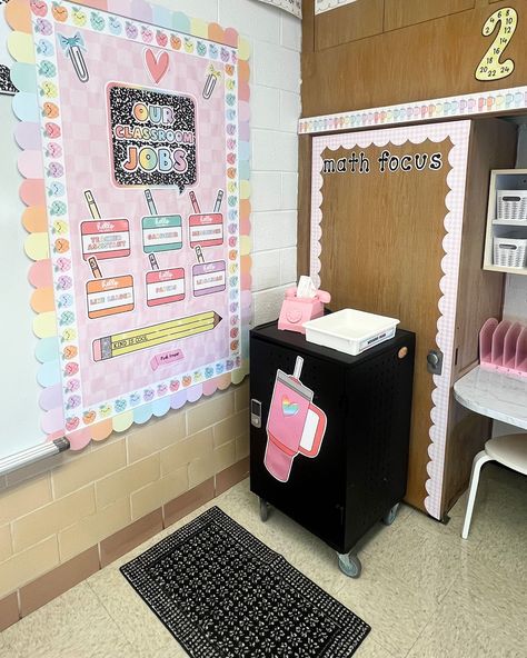 We are obsessed with how cute this classroom turned out! Cheers to an amazing school year Alexa! ❤️ Click the 🔗 in our profile to shop the Saved By The Pastel collection! #classroomdecor #classroominspiration #classroomtheme #classroomideas #pastelclassroom #newclassroom #teachersfollowteachers #teachertribe #teacherdecor Classroom Cleaners, Pink Classroom, Design Classroom, Teacher Aesthetic, Classroom Jobs, New Classroom, Class Decoration, Classroom Inspiration, Pink Design