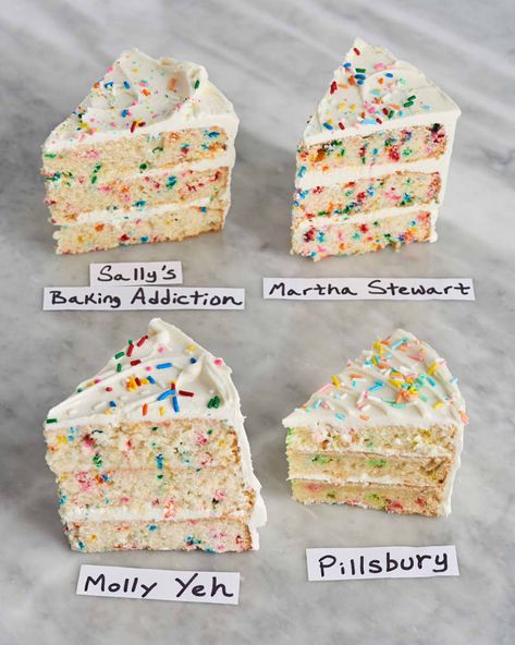 I Tried 4 Famous Funfetti Cake Recipes and the Winner Was Clear | Kitchn Wasp Cake Recipe, Cake Without Frosting Ideas, Homemade Valentines Cake, Pastel Colored Desserts, Blue Funfetti Cake, Funfetti Cake Decoration Ideas, Simple Homemade Birthday Cake, Easy Funfetti Cake Recipe, Best Layer Cake Recipes