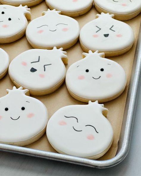 Dumpling Cookies, Bao Themed Birthday, Dumpling First Birthday Party, Dumpling Cookies Decorated, Kawaii Carnival, 1st Birthday Dumpling Theme, Dumpling Theme Baby Shower Ideas, A Little Dumpling Is On The Way, Dumpling Party Theme