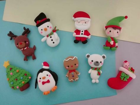 Foam Clay Christmas, Christmas Polymer Clay Ideas Tutorials, Polimery Clay Ideas, Clay Christmas Decorations, Halloween Clay, Polymer Clay Ornaments, Christmas Clay, Polymer Clay Christmas, Polymer Clay Dolls